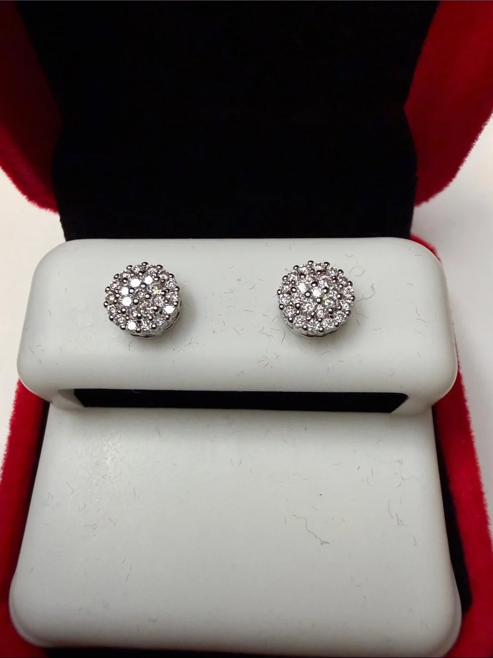 Moissanite Cluster Round Stud Earrings -  925 Silver Setting